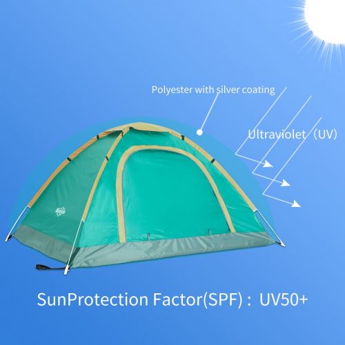  Wantdo 2 Person Pop Up Tent Instant Family Camping Tent Portable Tent Waterproof UV Protected Shelter with Carrybag for Backpacking Picnic Fishing Beach Outdoor Indoor