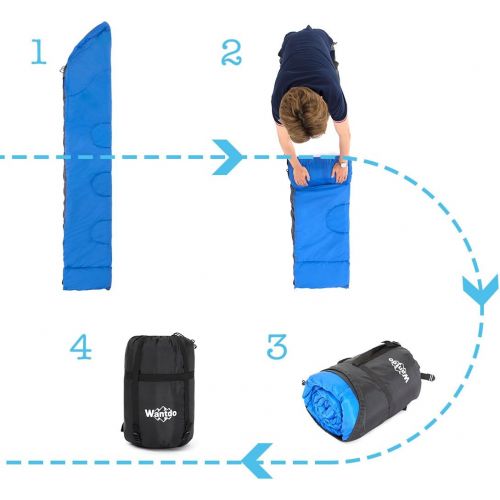  Wantdo Sleeping Bag with Hood for Cold Weather 30 Fahrenheit Indoor Outdoor Use Waterproof, Portable Lightweight Great for Camping Backpacking Hiking