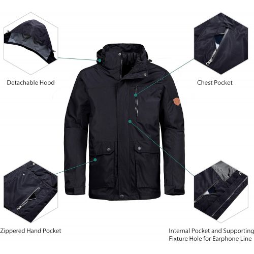  Wantdo Mens Warm 3-in-1 Ski Jacket Interchange Winter Snow Coat Waterproof Windbreaker with Removable Puffer Liner