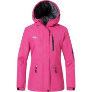 Wantdo Womens Windproof Ski Jacket Mountain Warm Raincoat Hooded Parka Waterproof Winter Coat Fleece Lining