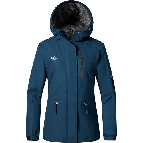  Wantdo Womens Windproof Ski Jacket Mountain Warm Raincoat Hooded Parka Waterproof Winter Coat Fleece Lining