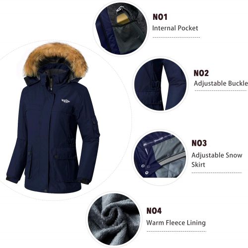  Wantdo Womens Warm Parka Mountain Ski Fleece Jacket Waterproof Windproof Winter Rain Coat Outdoors Anorak