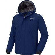 Wantdo Mens Hooded Waterproof Fleece Ski Jacket Windproof Thicken Parka Quilted Winter Coat Windbreaker