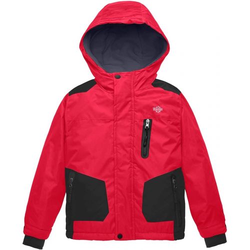  Wantdo Boys Ski Jacket Waterproof Thick Winter Coat with Hood for Skiing Skating Hiking