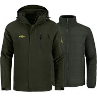 Wantdo Mens Interchange 3 in 1 Ski Jacket Windproof Warm Parka Waterproof Winter Coat with Detachable Puffer Liner