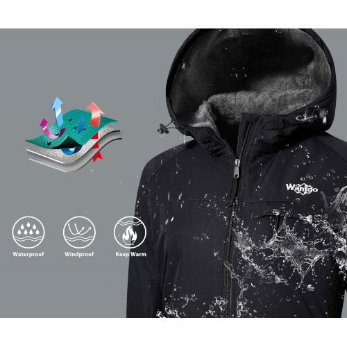  Wantdo Womens Mountain Ski Jacket Windproof Fleece Snow Coat Rainwear Waterproof Hooded Warm Parka