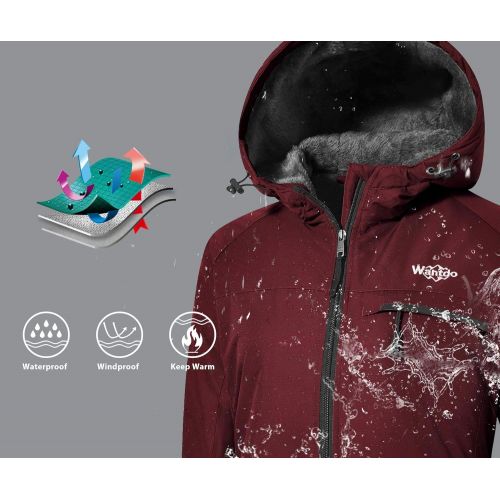  Wantdo Womens Mountain Ski Jacket Windproof Fleece Snow Coat Rainwear Waterproof Hooded Warm Parka