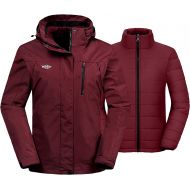 Wantdo Womens 3-in-1 Waterproof Ski Jacket Interchange Windproof Puffer Liner Warm Winter Coat Insulated Short Parka