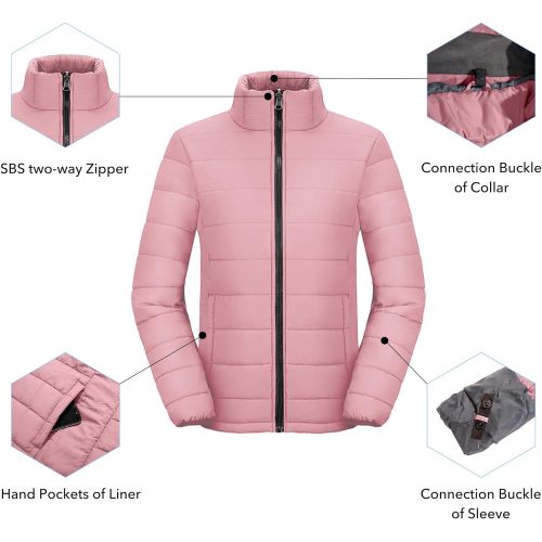  Wantdo Womens 3-in-1 Waterproof Ski Jacket Interchange Windproof Puffer Liner Warm Winter Coat Insulated Short Parka