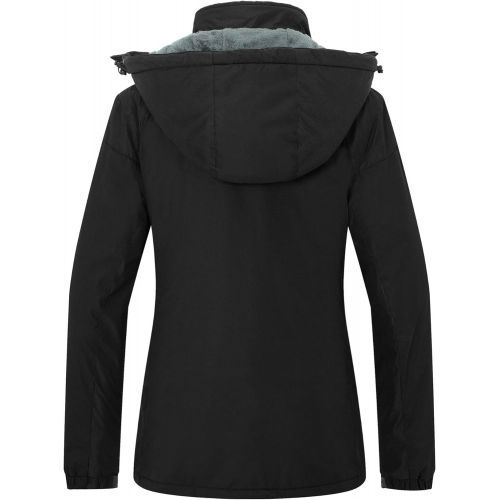  Wantdo Womens Waterproof Ski Fleece Jacket Windproof Winter Coat Hooded Raincoat Insulated Mountain Windbreaker
