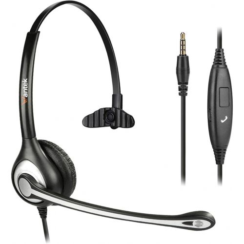  Wantek 3.5mm Cell Phone Headset with Microphone Noise Cancelling, Business Computer Headphones for iPhone?Samsung Laptop PC Tablet, Clear Chat for Skype Softphone Call?Center Offic