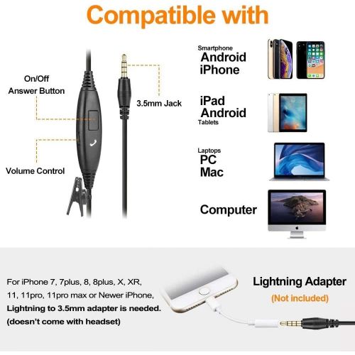  Wantek 3.5mm Cell Phone Headset with Microphone Noise Cancelling, Business Computer Headphones for iPhone?Samsung Laptop PC Tablet, Clear Chat for Skype Softphone Call?Center Offic
