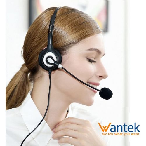  [아마존베스트]Corded USB Headsets Mono with Noise Cancelling Mic and in-line Controls, Wantek UC Business Headset for Skype, SoftPhone, Call Center, Crystal Clear Chat, Super Lightweight, Ultra