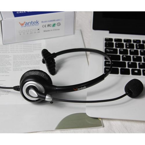  [아마존베스트]Corded USB Headsets Mono with Noise Cancelling Mic and in-line Controls, Wantek UC Business Headset for Skype, SoftPhone, Call Center, Crystal Clear Chat, Super Lightweight, Ultra