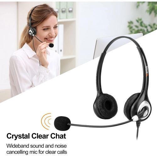  [아마존베스트]Corded USB Headsets Stereo with Noise Cancelling Mic and in-line Controls, Wantek UC Business Headset for Skype, SoftPhone, Call Center, Crystal Clear Chat, Super Lightweight, Ultr