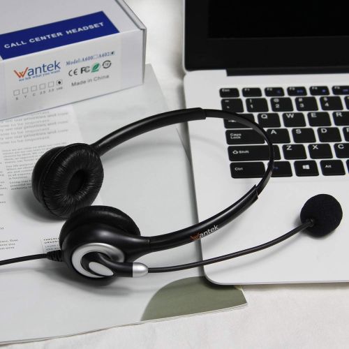  [아마존베스트]Corded USB Headsets Stereo with Noise Cancelling Mic and in-line Controls, Wantek UC Business Headset for Skype, SoftPhone, Call Center, Crystal Clear Chat, Super Lightweight, Ultr