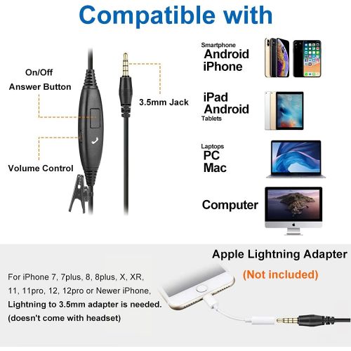  [아마존베스트]Wantek PC Headset Mobile Phone with Microphone and Volume Control, PC Headphones 3.5 mm Jack for iPhone Laptop Tablet Home Office Skype Business Call Centre Webinar Video Conferencing, Cl