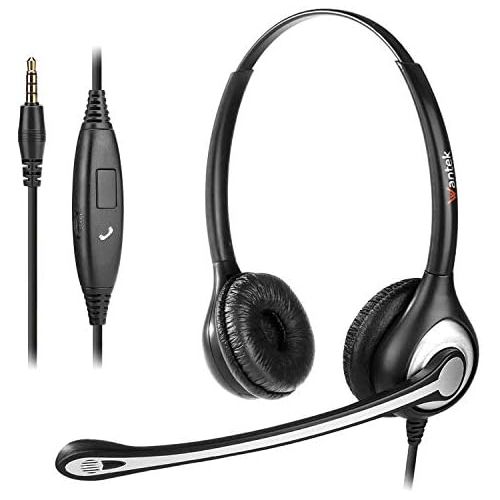  [아마존베스트]Wantek Binaural 3.5 mm Headphones for Phone, with Noise Cancelling Microphone