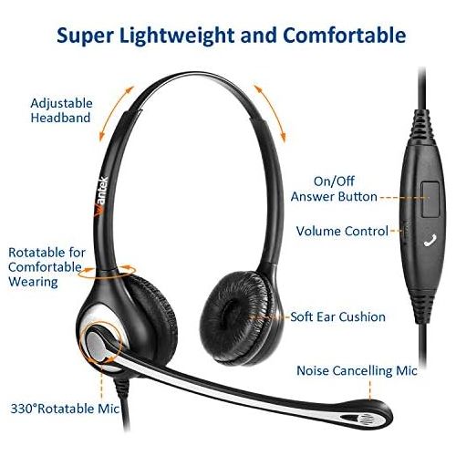  [아마존베스트]Wantek Binaural 3.5 mm Headphones for Phone, with Noise Cancelling Microphone