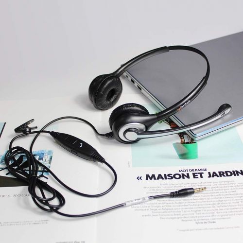  [아마존베스트]Wantek Binaural 3.5 mm Headphones for Phone, with Noise Cancelling Microphone