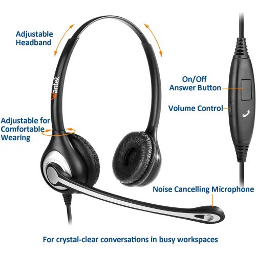  [아마존베스트]USB Headset Stereo with Noise Cancelling Microphone and Volume Control, Wantek UC Business Headphones for Skype, SoftPhone, Call Center, Crystal Clear Chat, Super Light, Ultra Comf