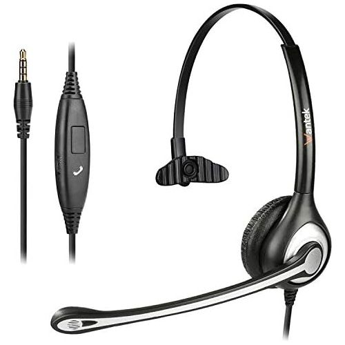  [아마존베스트]Wantek Binaural 3.5 mm Headphones for Phone, with Noise Cancelling Microphone