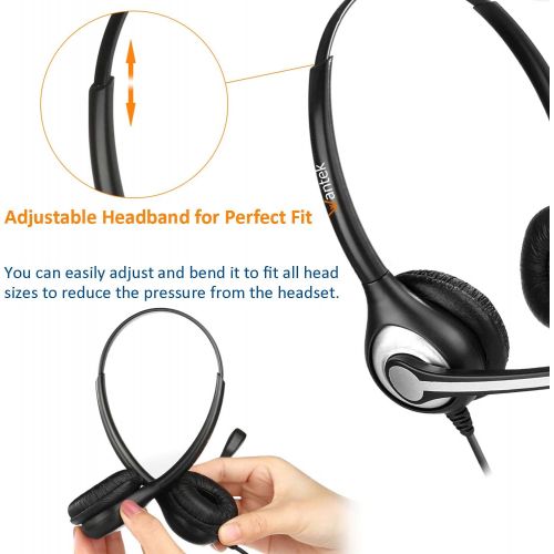  Wantek Wired Cell Phone Headset Mono with Noise Canceling Mic and Adjustable Fit Headband for iPhone Samsung Huawei HTC LG ZTE BlackBerry Mobile Phone and Smartphones with 3.5mm Ja