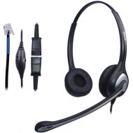 Wantek Binaural Call Center Telephone Headset Headphone with Mic and Quick Disconnect for Cisco Unified IP Phones 7931G 7940G 7941G 7942G and Plantronics M10 MX10 Vista Modular Ada