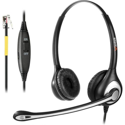  Wantek Corded Telephone Headset Binaural with Noise Canceling Mic + Quick Disconnect for Yealink SIP-T19P T20P T21P T22P T26P T28P T32G T41P T38G T42G T46G T48G Avaya 1616 9620 964