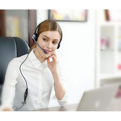  Wantek Corded Telephone Headset Binaural with Noise Canceling Mic + Quick Disconnect for Yealink SIP-T19P T20P T21P T22P T26P T28P T32G T41P T38G T42G T46G T48G Avaya 1616 9620 964