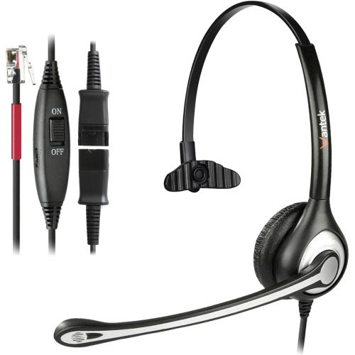  Wantek Corded Telephone Headset Binaural with Noise Canceling Mic + Quick Disconnect for Yealink SIP-T19P T20P T21P T22P T26P T28P T32G T41P T38G T42G T46G T48G Avaya 1616 9620 964