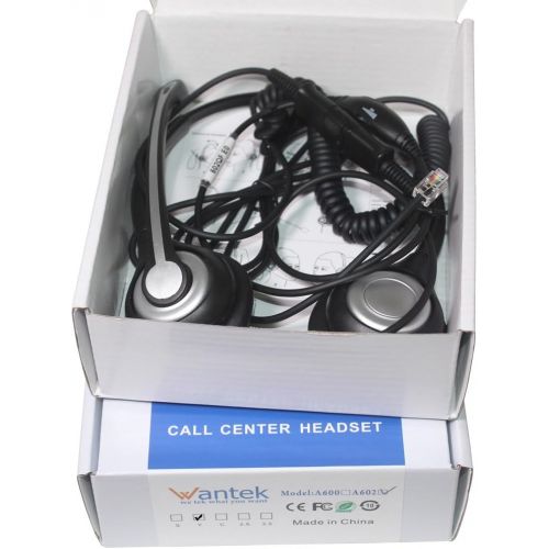  Wantek Corded Telephone Headset Binaural with Noise Canceling Mic + Quick Disconnect for Yealink SIP-T19P T20P T21P T22P T26P T28P T32G T41P T38G T42G T46G T48G Avaya 1616 9620 964