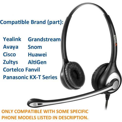  Wantek Corded Telephone Headset Binaural with Noise Canceling Mic + Quick Disconnect for Yealink SIP-T19P T20P T21P T22P T26P T28P T32G T41P T38G T42G T46G T48G Avaya 1616 9620 964