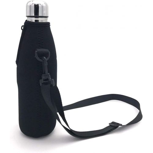  Wanty Neoprene 17 Oz Insulated Water Drink Bottle Cooler Carrier Cover Sleeve Tote Bag Pouch Holder Strap for Climbing Cycling and Running Outdoor Activities