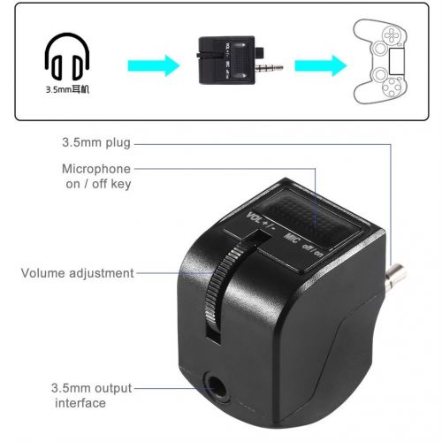  [아마존베스트]Headset Audio Control for PS4 DualShock Controller, Wanty Adjuster Adjustable Volume and Mic Mute Control Adapter for Playstation 4 Joystick with 3.5mm Jack