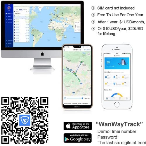  Wanwaytech GPS Tracker for Vehicle,No Monthly Fee,GS05 3G Multiple Ports-SOS Button-Microphone - Remotely Voice Monitoring for Car Rental, Loan Vehicles, Fleet Management Industries