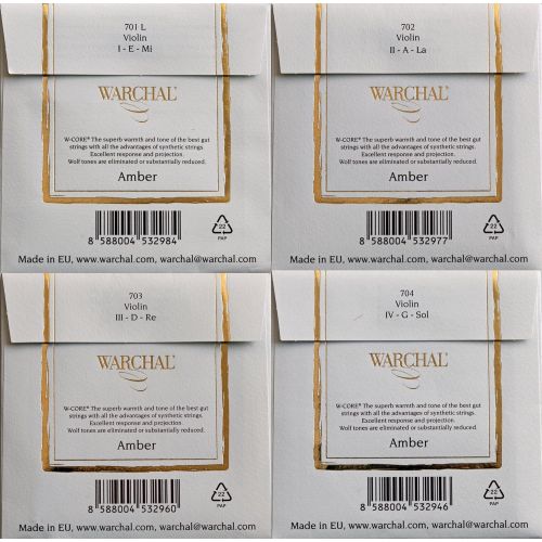  Warchal Amber Violin Strings Set 4/4. Loop end E