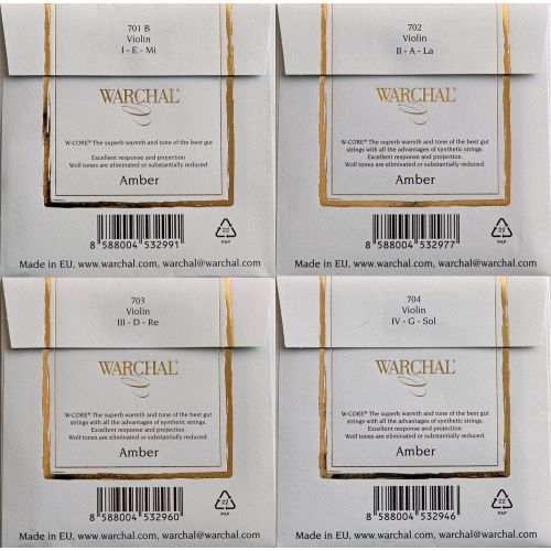  Warchal Amber Violin Strings 4/4 Set, Ball End E