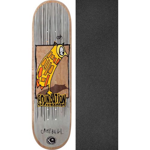  Warehouse Skateboards Foundation Skateboards Aidan Campbell Owl Skateboard Deck - 8.38 x 31.88 with Jessup Black Griptape - Bundle of 2 Items