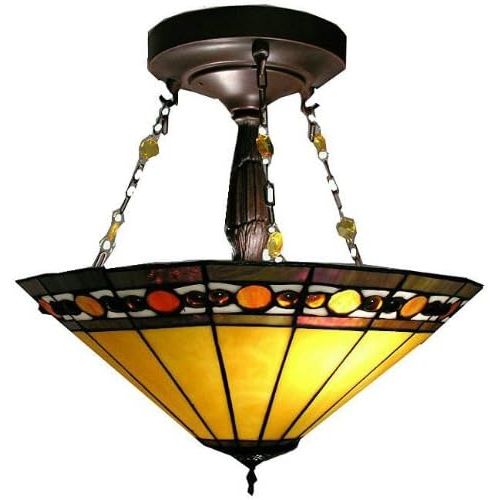  Warehouse of Tiffany TC160061IV Tiffany-style Jewel Hanging Lamp, Amber