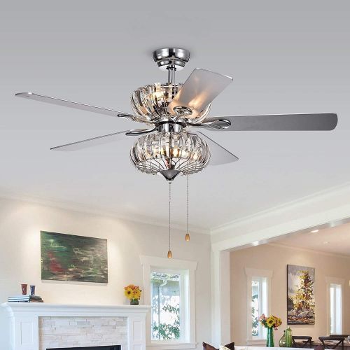  Warehouse of Tiffany Kyana 6-light Crystal 5-blade 52-inch Chrome Ceiling Fan (Remote Optional) - Pull Chain