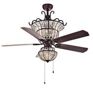Warehouse of Tiffany CFL-8154BR Charla 4-Light Crystal 52-inch Chandelier Ceiling Fan, Red