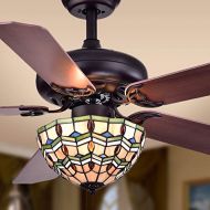 Warehouse of Tiffany Warehouse Of Tiffany CFL-8169BLX Wilfrid Tiffany Bowl 3-Light 5-Blade 42-inch Ceiling Fan, Black