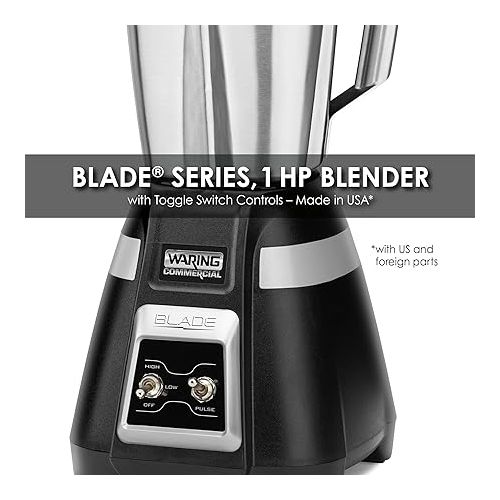  Waring Commercial BB300S 1-Hp bar Blender, Black 48 oz