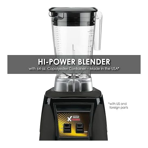  Waring Commercial MX1000XTX 3.5 HP Blender with Paddle Switches, Pulse Feature and a 64 oz. BPA Free Copolyester Container, 120V, 5-15 Phase Plug, Black