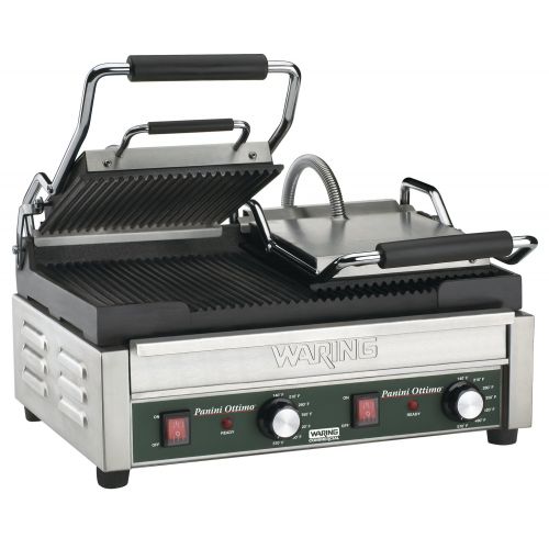  Waring Commercial WPG300 Panini Otimo Dual Ribbed Panini Grill, 240V, 3200W, 6-20 Phase Plug