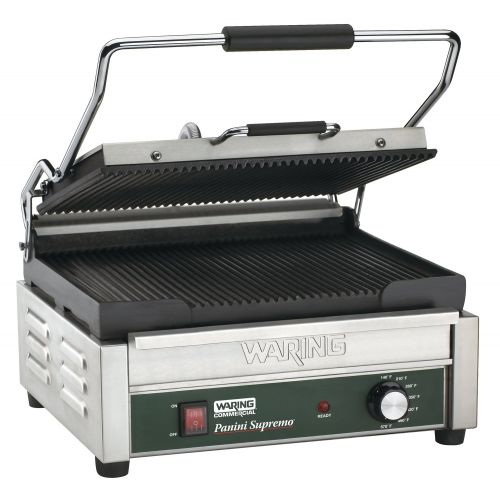  Waring Commercial WPG250 Panini Supremo Large Panini Grill, Pancake drip Crepe Batter PANINI, 120V, 5-15 Phase Plug