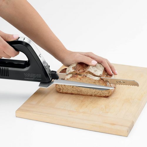  Waring Commercial WEK200 Cordless Rechargeable Electric Knife w/Bread and Carving Blades, Includes Case, 120V, 5-15 Phase Plug