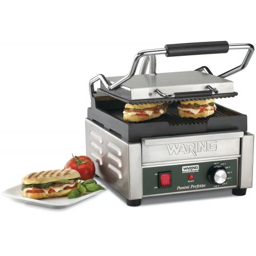  Waring Commercial WPG150B Compact Italian-Style Panini Grill, 208-volt