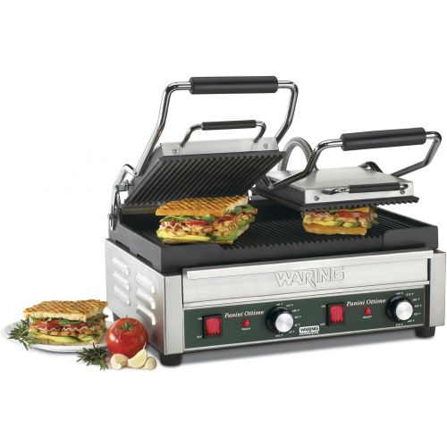  Waring Commercial WPG300 Panini Tostato Ottimo Dual Italian-Style grooved Grills, 240-volt